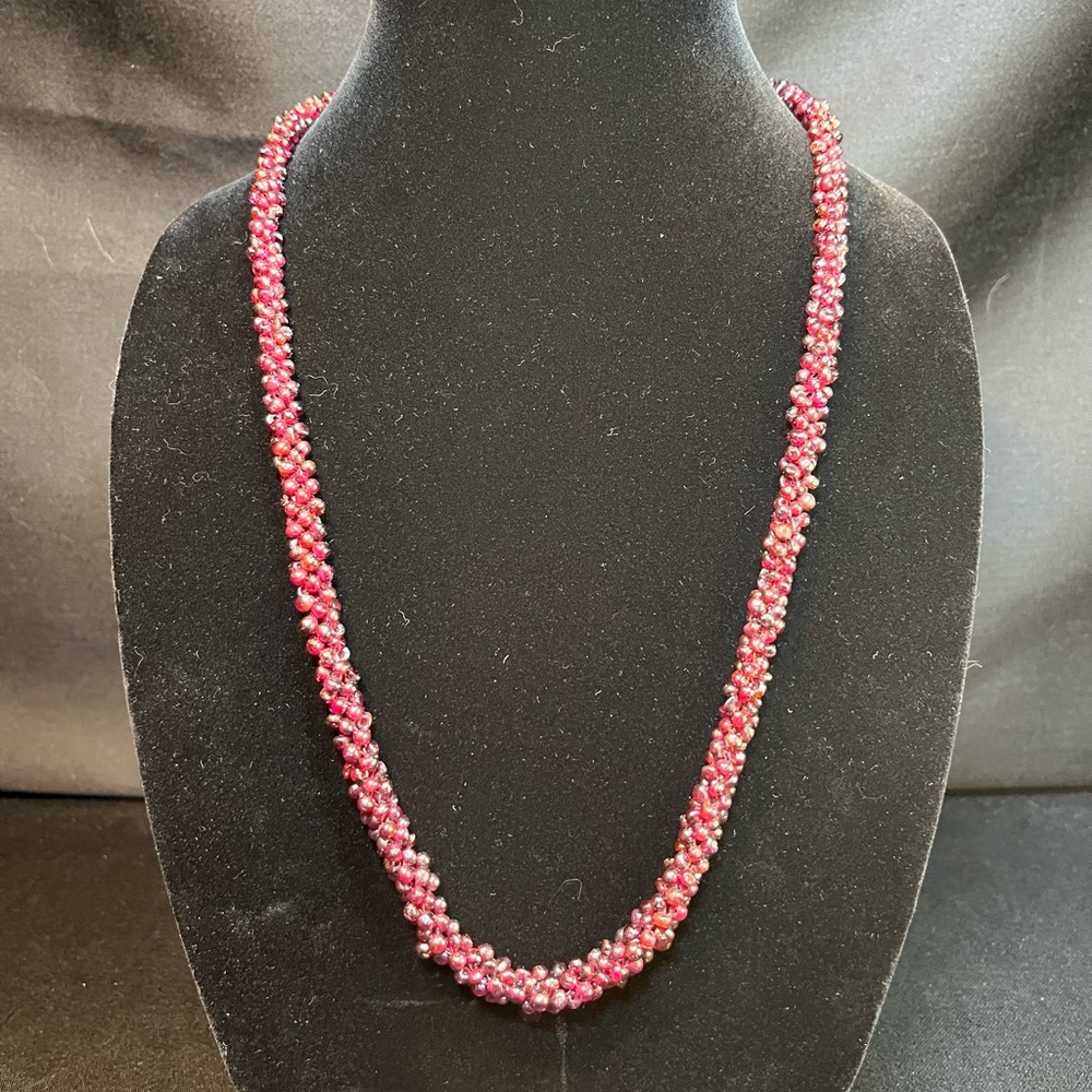 Vintage Woven Garnet Necklace